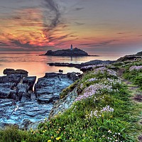 Buy canvas prints of Day Ending At Godrevy Lighthouse by austin APPLEBY