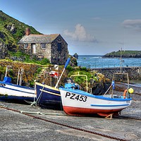 Buy canvas prints of Mullion Cove Harbour Fishing Boats by austin APPLEBY
