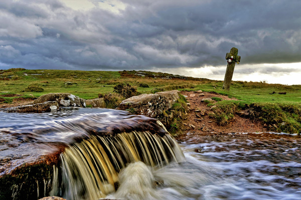 Windy Post Dartmoor storm clouds Picture Board by austin APPLEBY