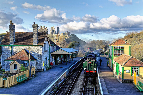 Santa Special At Corfe Castle Station Picture Board by austin APPLEBY