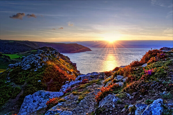 Valley Of The Rocks Sunset Exmoor Picture Board by austin APPLEBY