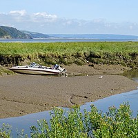 Buy canvas prints of Low Tide at Laugharne by Jane Metters