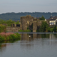 Buy canvas prints of Caerphilly Moat by Jane Metters