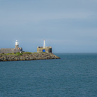 Buy canvas prints of Breakwater Beacon and Lighthouse by Jane Metters