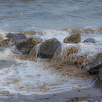 Buy canvas prints of Waves Splashing over the Rocks by Jane Metters