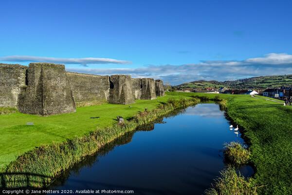 Caerphilly Moat Picture Board by Jane Metters