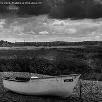 Buy canvas prints of Lonely boat waiting for adventure by Avril Harris