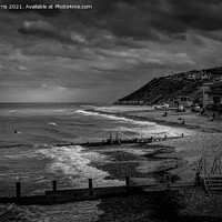 Buy canvas prints of The Majestic Serenity of Cromer Beach Monochrome by Avril Harris