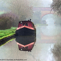 Buy canvas prints of Foggy day on the Canal. by Avril Harris