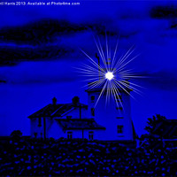 Buy canvas prints of Eerie Cromer Lighthouse by Avril Harris