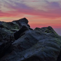 Buy canvas prints of Happisburgh sea defences at sunset by Avril Harris