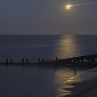 Buy canvas prints of Moonlight on the North Sea by Avril Harris