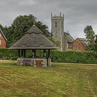 Buy canvas prints of Woodbastwick village green and church by Avril Harris