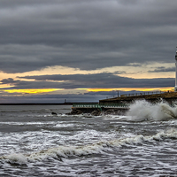 Buy canvas prints of  Seaburn and Roker Lighthouses by Avril Harris