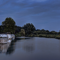 Buy canvas prints of  River Bure Coltishall at twilight by Avril Harris