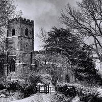 Buy canvas prints of  St Botolph's Church, Rugby Black and White by Avril Harris