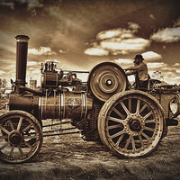 Buy canvas prints of  Jem General Purpose Engine in sepia by Avril Harris