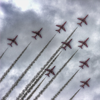 Buy canvas prints of  Red Arrows by Avril Harris