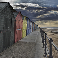 Buy canvas prints of  Mundesley Beach Huts by Avril Harris