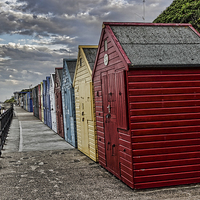 Buy canvas prints of  Colourful Beach Huts by Avril Harris