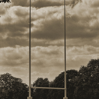 Buy canvas prints of Rugby goal post at Rugby School by Avril Harris