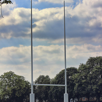 Buy canvas prints of  Rugby goal post at Rugby School by Avril Harris