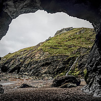Buy canvas prints of Merlins cove tintagel by Avril Harris
