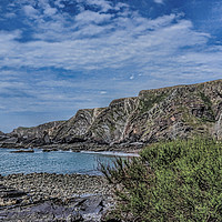 Buy canvas prints of Hartland Quay Devon by Avril Harris