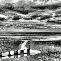 Buy canvas prints of Cleethorpes Beach Monochrome by Avril Harris