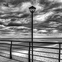 Buy canvas prints of Cleethorpes Pier Lamp Monochrome by Avril Harris