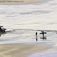 Buy canvas prints of Surfers on woolacombe beach by Avril Harris