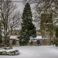 Buy canvas prints of  Snowy St Botolph's Church, Rugby, Warwickshire by Avril Harris
