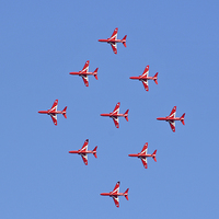 Buy canvas prints of Red Arrows Diamond 9 by Claire Hartley