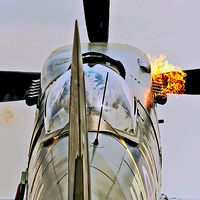 Buy canvas prints of  Flaming Spitfire by Claire Hartley