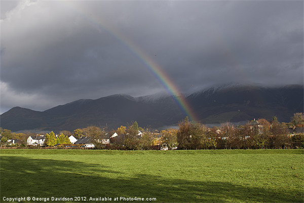 Rainbow in Keswick Picture Board by George Davidson