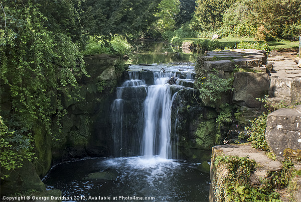 Jesmond Dene Waterfall Picture Board by George Davidson