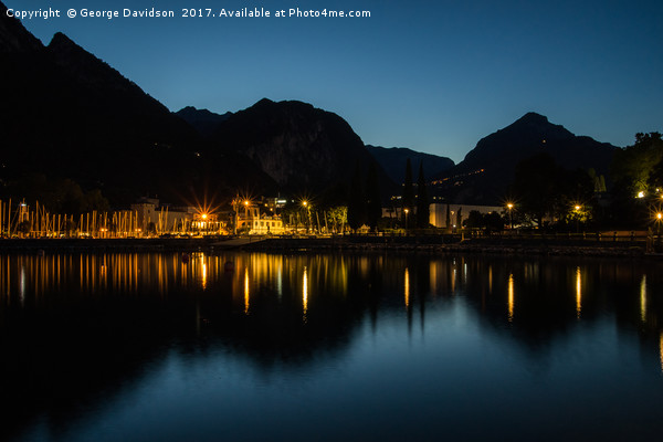 Riva Del Garda at Night 01 Picture Board by George Davidson