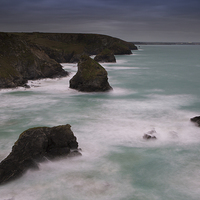 Buy canvas prints of  Bedruthan Steps in Winter by David Haylor