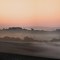 Buy canvas prints of  Mist Dawn at Newlands Corner by David Haylor