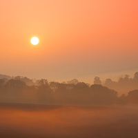Buy canvas prints of  Sunrise and mist at Newland Corner by David Haylor